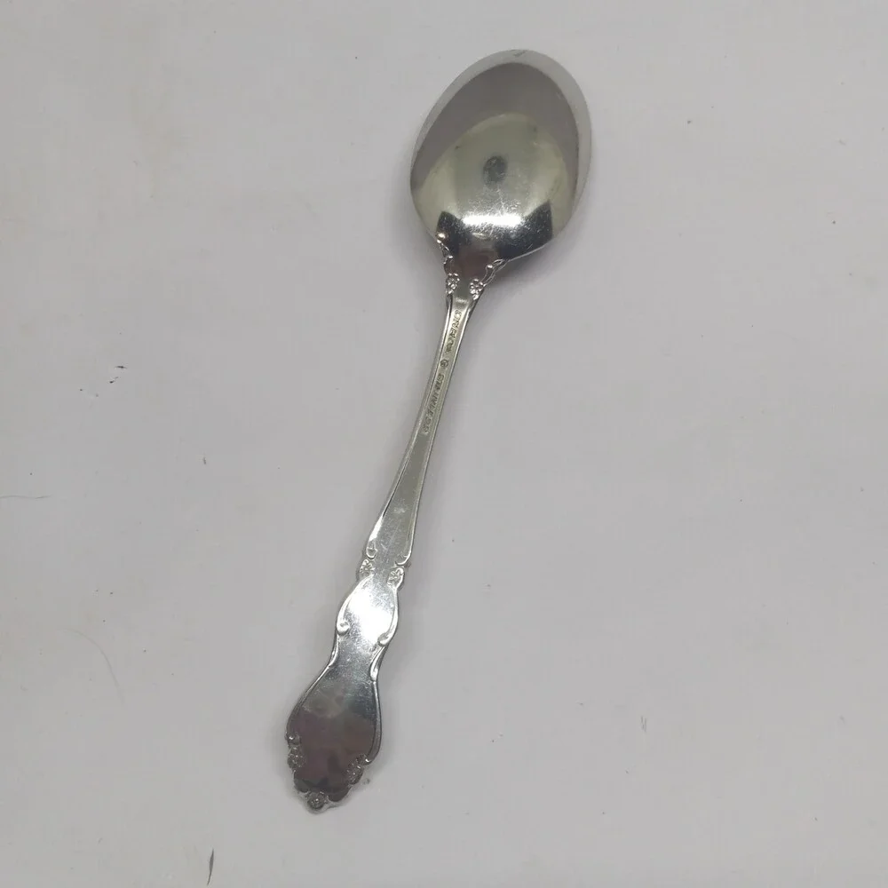 Oneida Dover Stainless Steel Place Oval Soup Spoon-Cube Mark-Floral